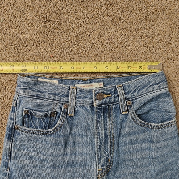 Levis Premium Jeans Womens Size 24 High Loose Flare Distressed Light Wash Blue - Picture 7 of 16